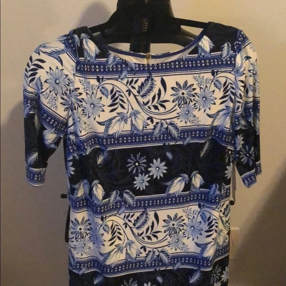 NWT Eliza J blue & white flower shift dress size 6 - Picture 3 of 4